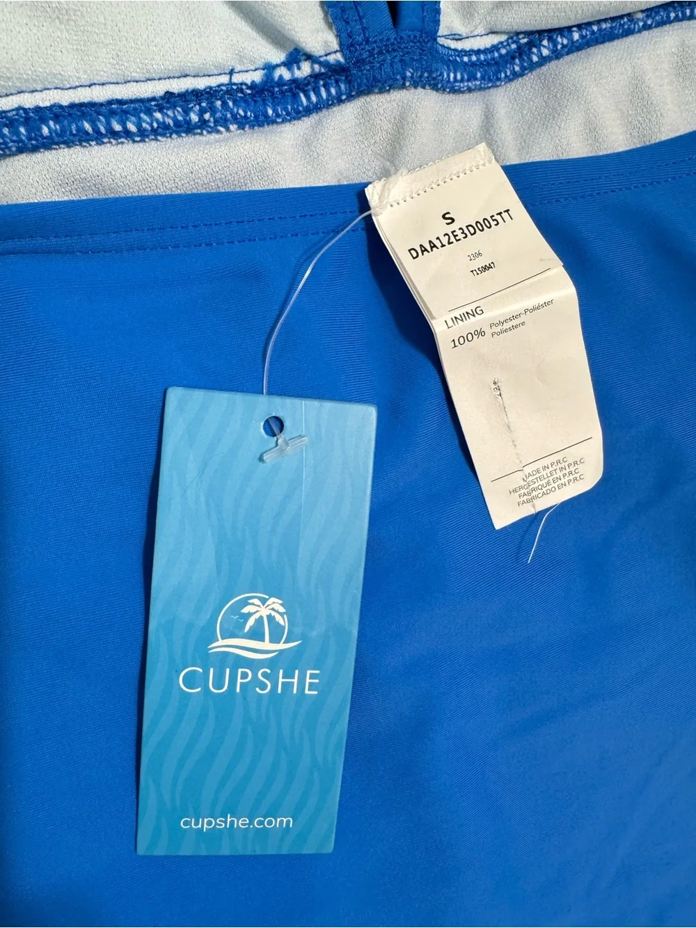 NWT Cupshe Blue Halter One Piece Swimsuit Ruched Size S
